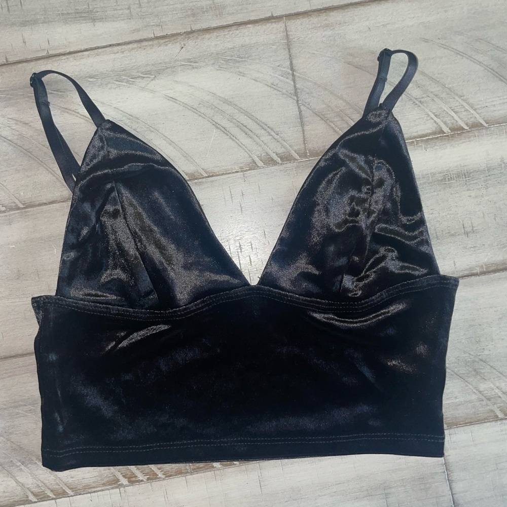 Garage Black Velvet Women's Bralette Top